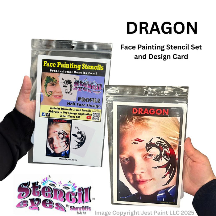 Stencil Eyes / Profiles - Face Painting Stencil - DRAGON - One Size Fits Most