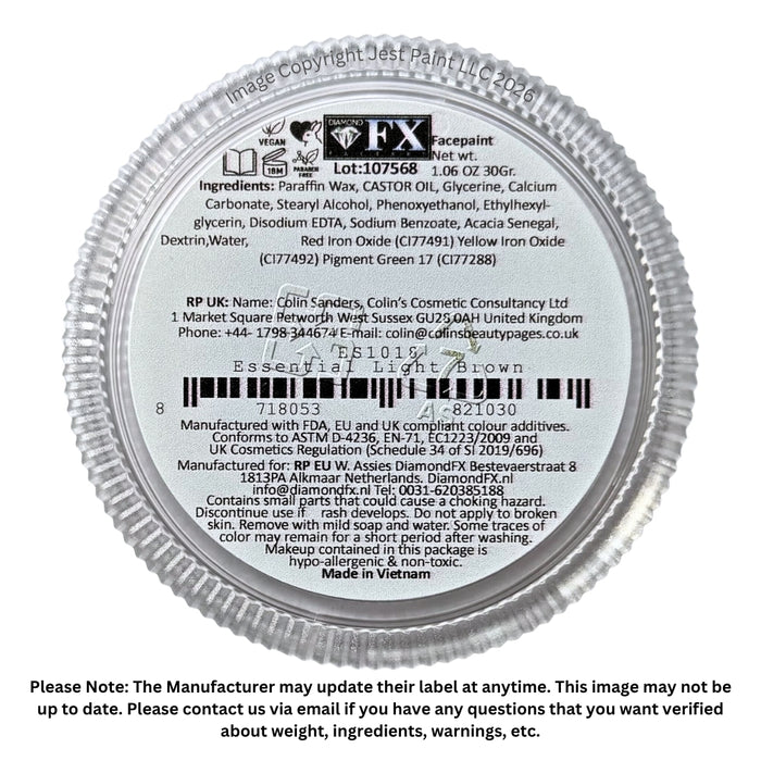 Diamond FX Face Paint Essential - Light Brown (1018) 30gr