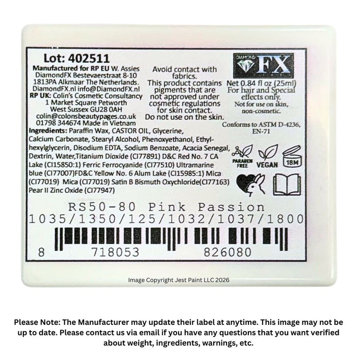 DFX Paint Rainbow Cake - LARGE PINK PASSION - (RS50-80) Approx. NET 0.84 Fl oz / 25ml #28 (SFX - Non Cosmetic)