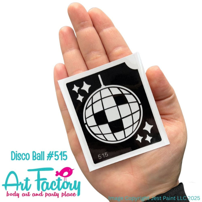 Art Factory | Glitter Tattoo Stencil - (515) Disco Ball - 5 Pack - #174