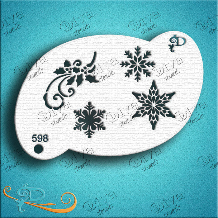Diva Stencils | Face Painting Stencil | Snowflake Elements (598)