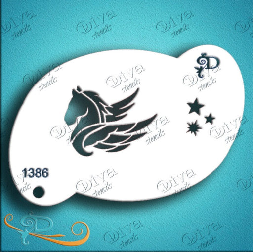 Diva Stencils | Face Painting Stencil | Pegasus w/ Stars (1386) - While Supplies Last!