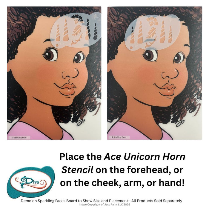 Diva Stencils | Face Painting Stencil | Ace Unicorn Horn (831)