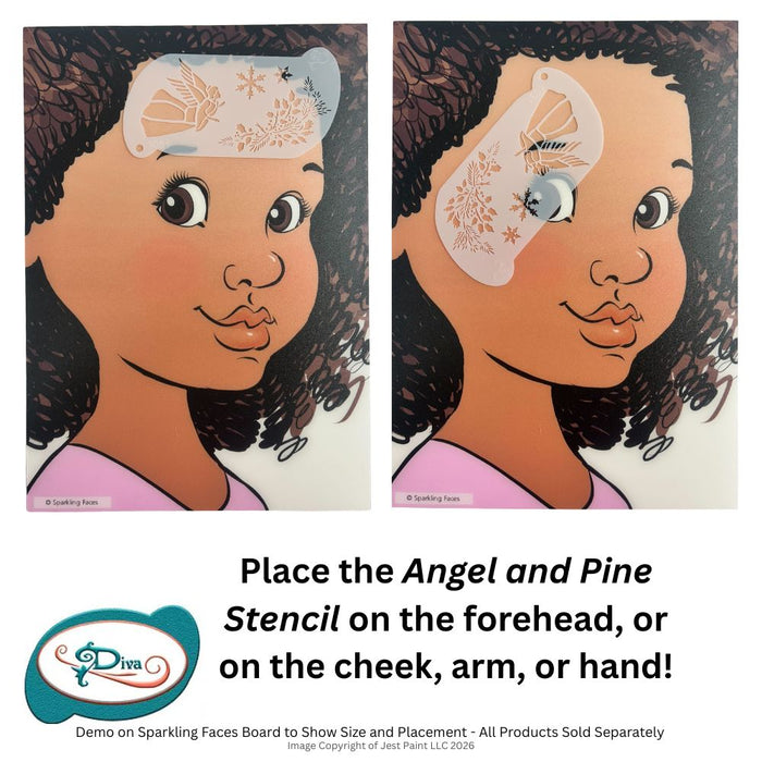 Diva Stencils | Face Painting Stencil | Angel and Pine (1031)