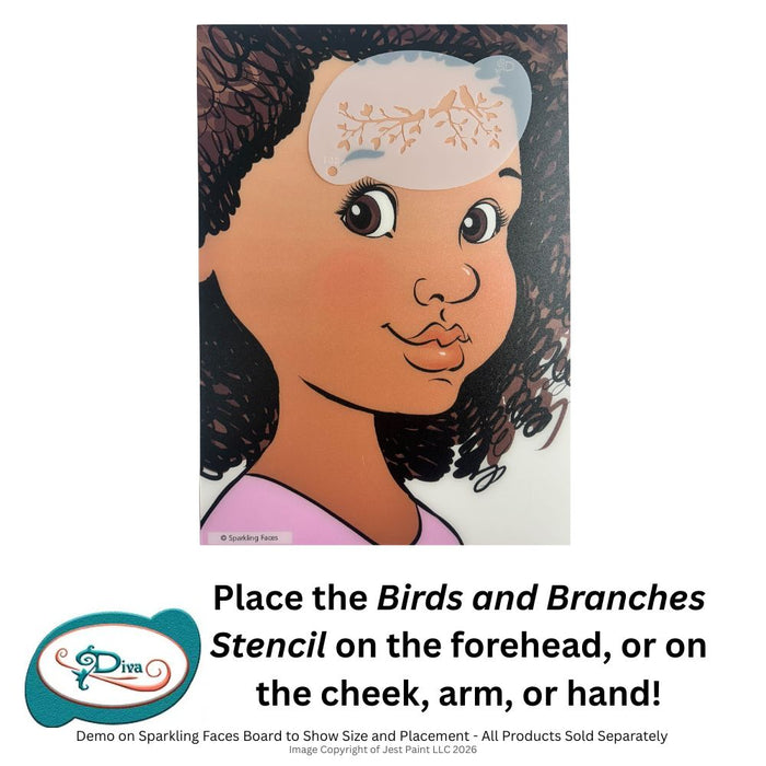 Diva Stencils | Face Painting Stencil | Birds and Branches (1084)
