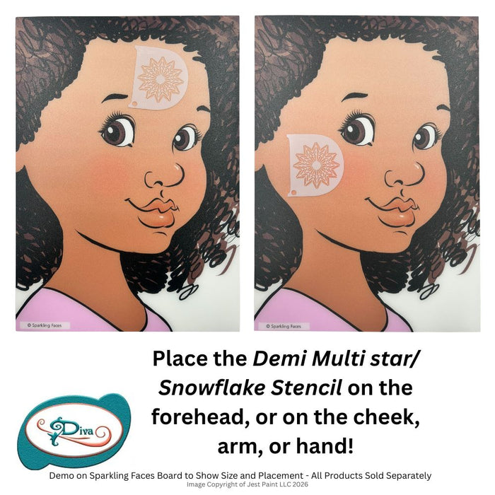 Diva Stencils | Face Painting Stencil | Demi Multi Star / Snowflake (00261)