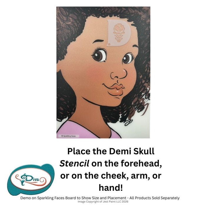 Diva Stencils | Face Painting Stencil | Demi Skull (00246)