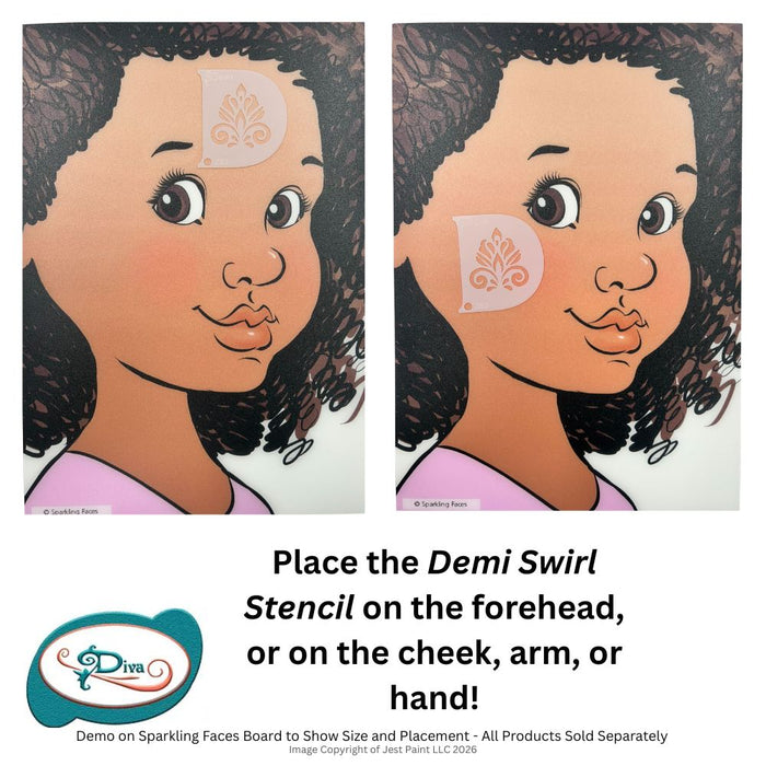 Diva Stencils | Face Painting Stencil | Demi Swirl (00253)