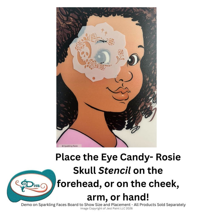 Diva Stencils | Face Painting Stencil | Eye Candy - Rosie Skull (1430)