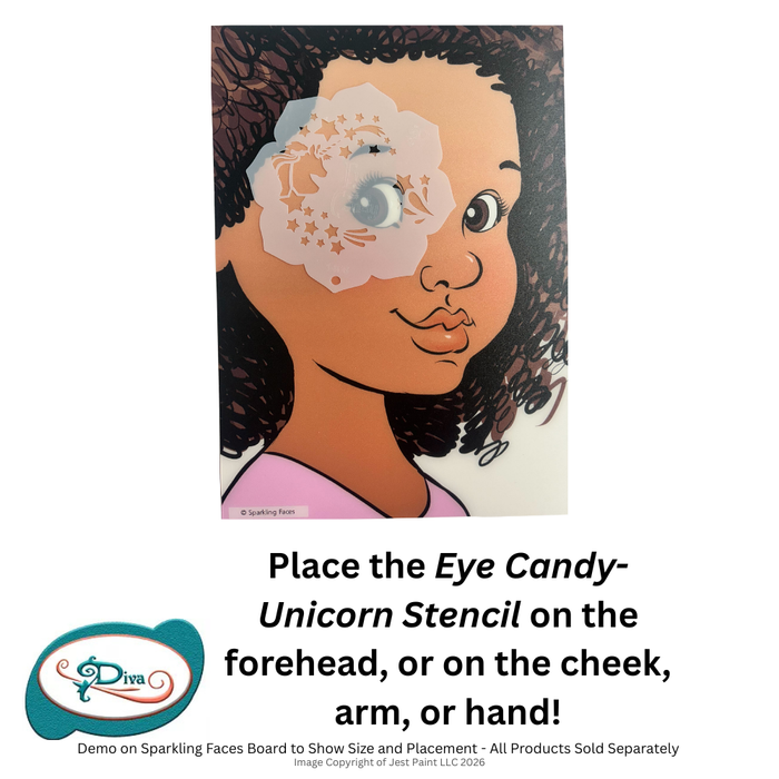 Diva Stencils | Face Painting Stencil | Eye Candy - Unicorn (1406)