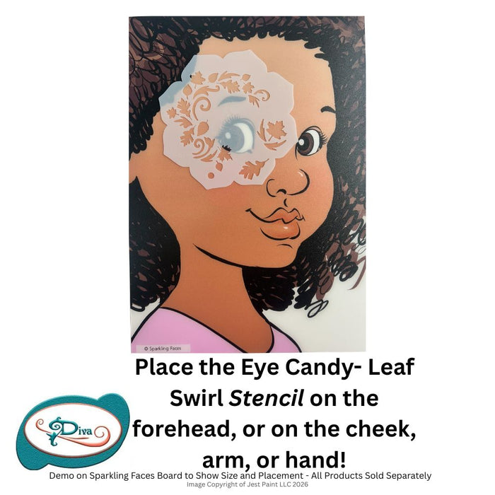 Diva Stencils | Face Painting Stencil | Eye Candy - Leaf Swirl (1540)