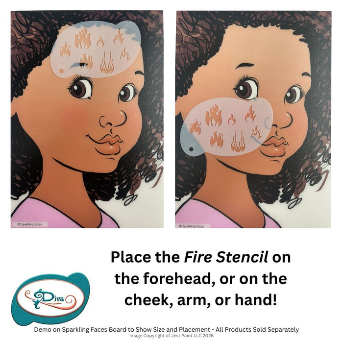 Diva Stencils | Face Painting Stencil | Fire (00506)