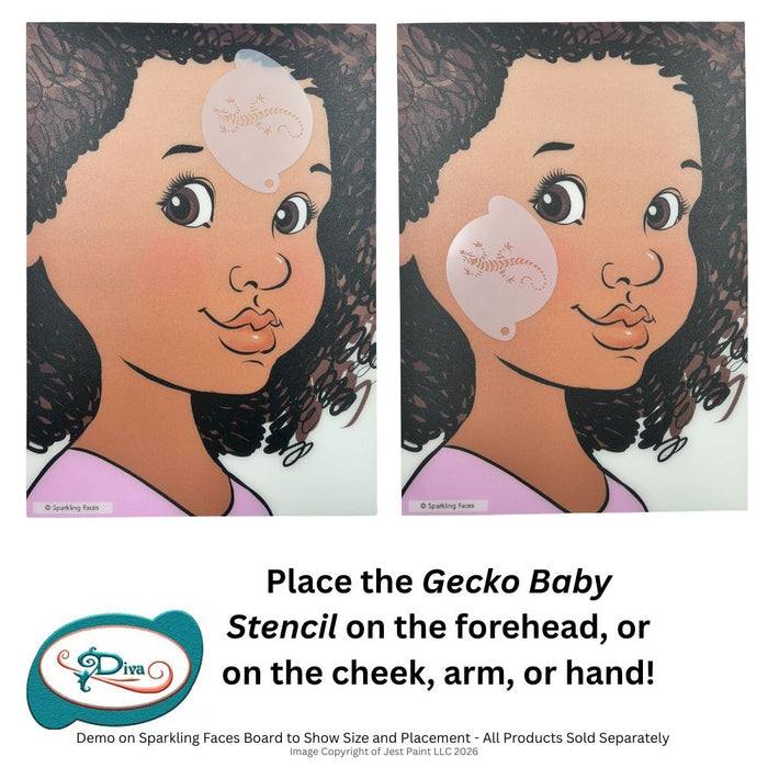 Diva Stencils | Face Painting Stencil | Gecko Baby (00373)