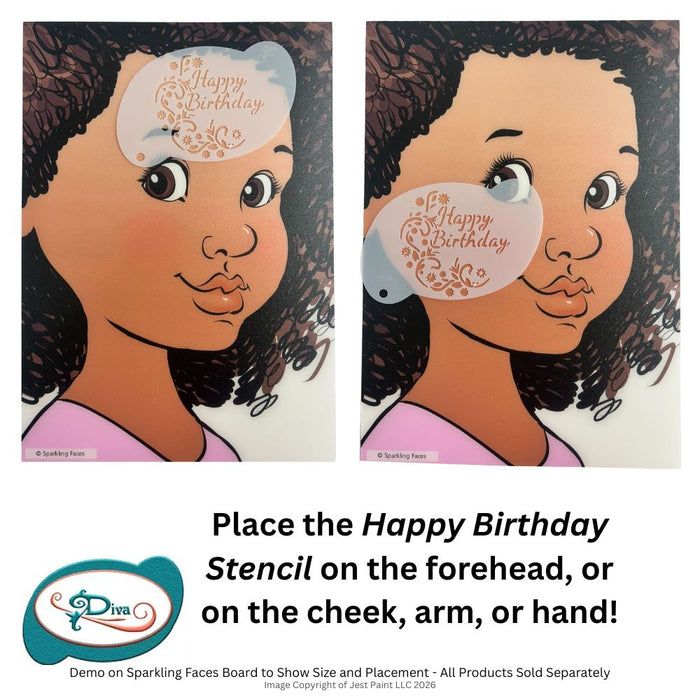 Diva Stencils | Face Painting Stencil | Happy Birthday (1075)