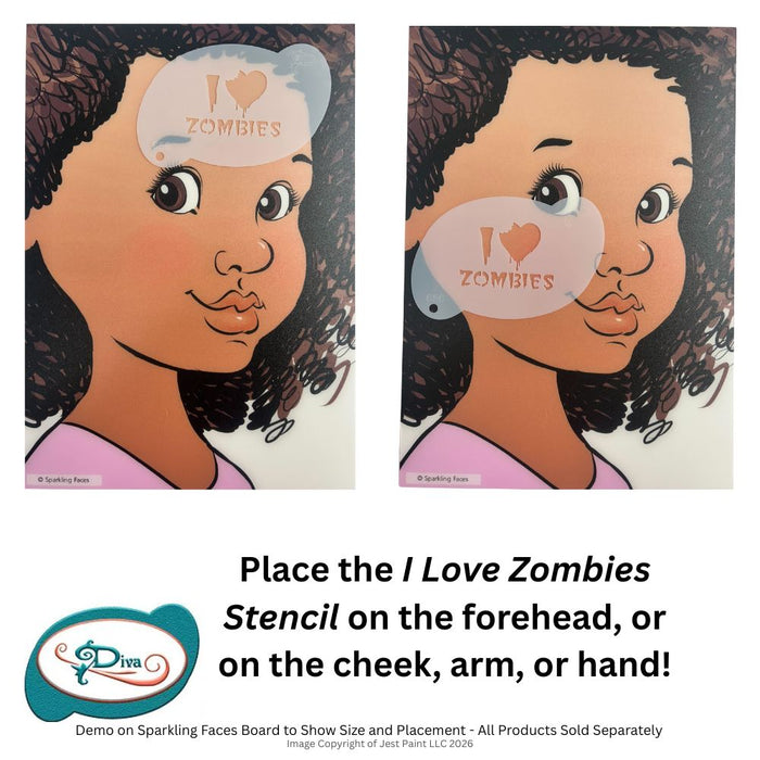 Diva Stencils | Face Painting Stencil | I Love Zombies (656)