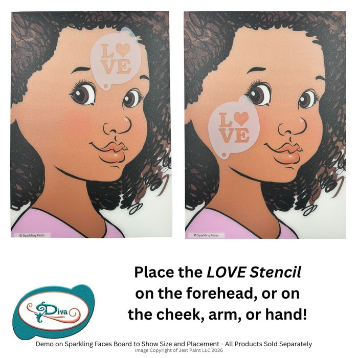 Diva Stencils | Face Painting Stencil | LOVE (160)