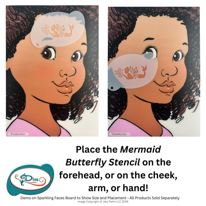 Diva Stencils | Face Painting Stencil | Mermaid Butterfly (811) - While Supplies Last!
