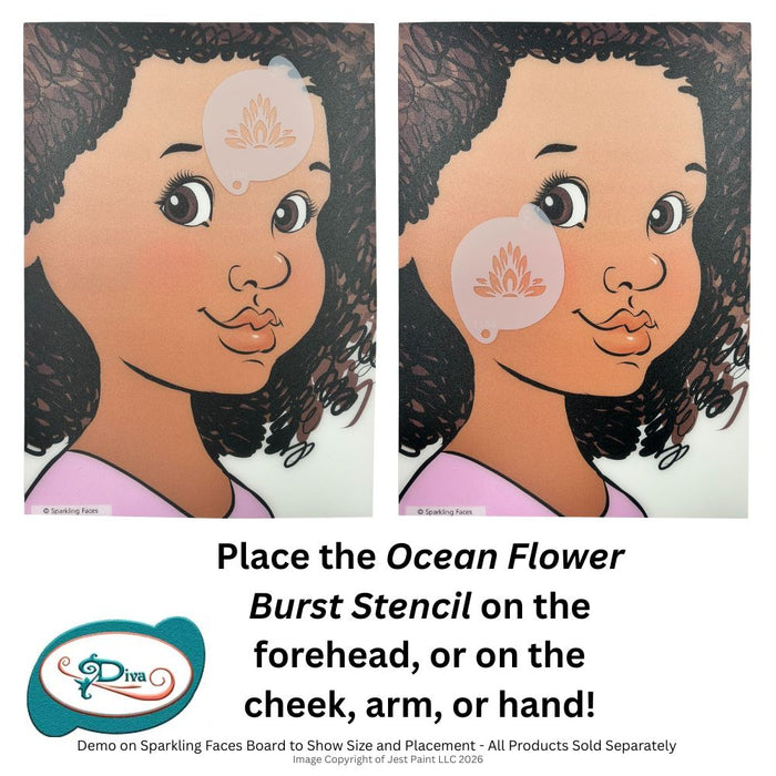 Diva Stencils | Face Painting Stencil | Ocean Flower Burst (1186)