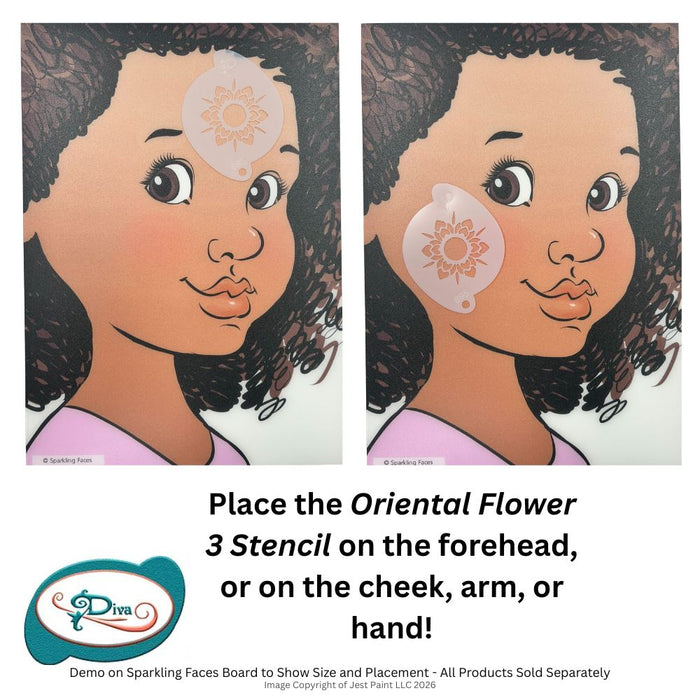 Diva Stencils | Face Painting Stencil | Oriental Flower 3 (00695)