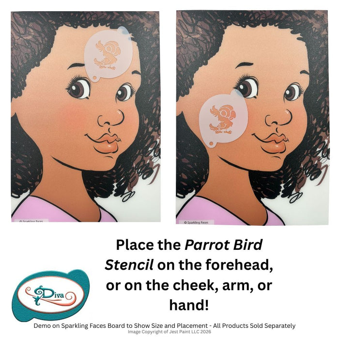 Diva Stencils | Face Painting Stencil | Parrot Bird (00625)