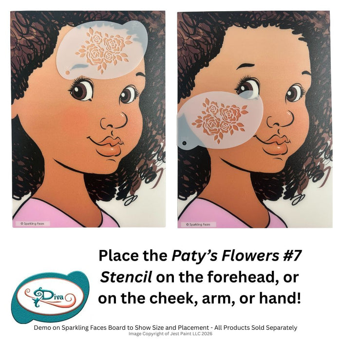 Diva Stencils | Face Painting Stencil | Paty's Flowers #7 (864)