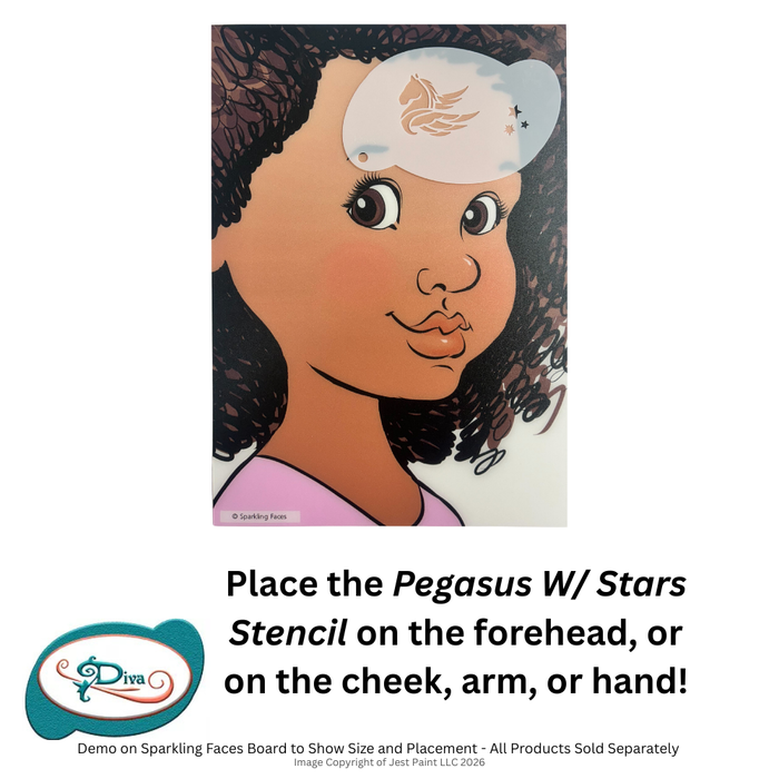 Diva Stencils | Face Painting Stencil | Pegasus w/ Stars (1386) - While Supplies Last!