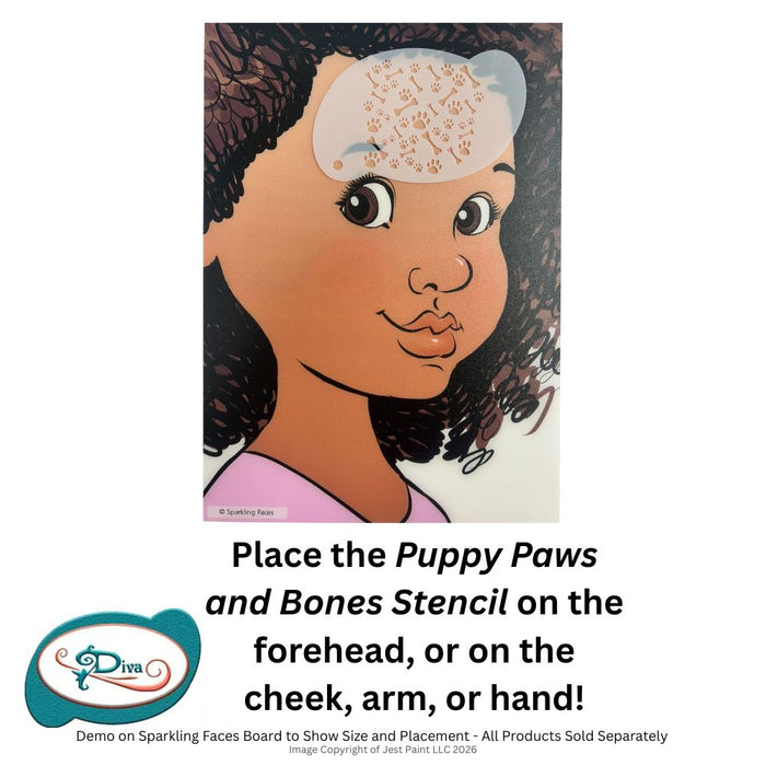 Diva Stencils | Face Painting Stencil | Puppy Paws and Bones (564)