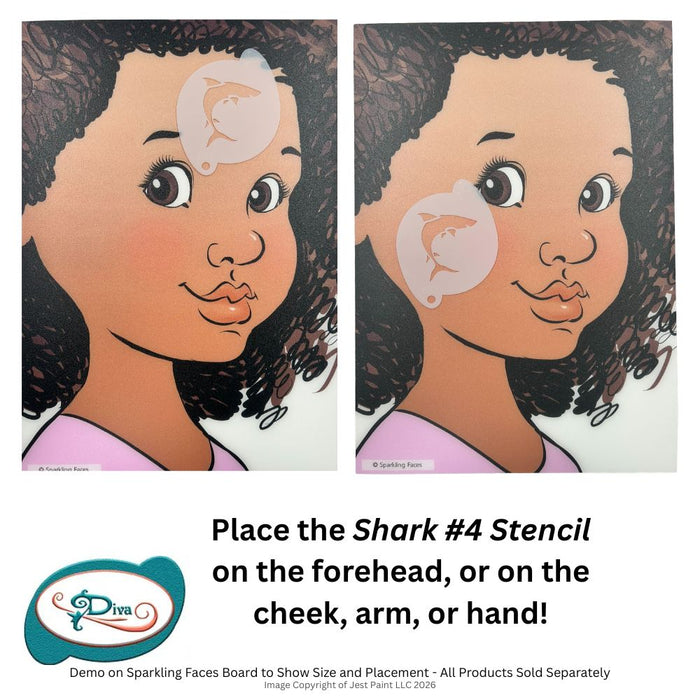 Diva Stencils | Face Painting Stencil | Shark #4 (000537)