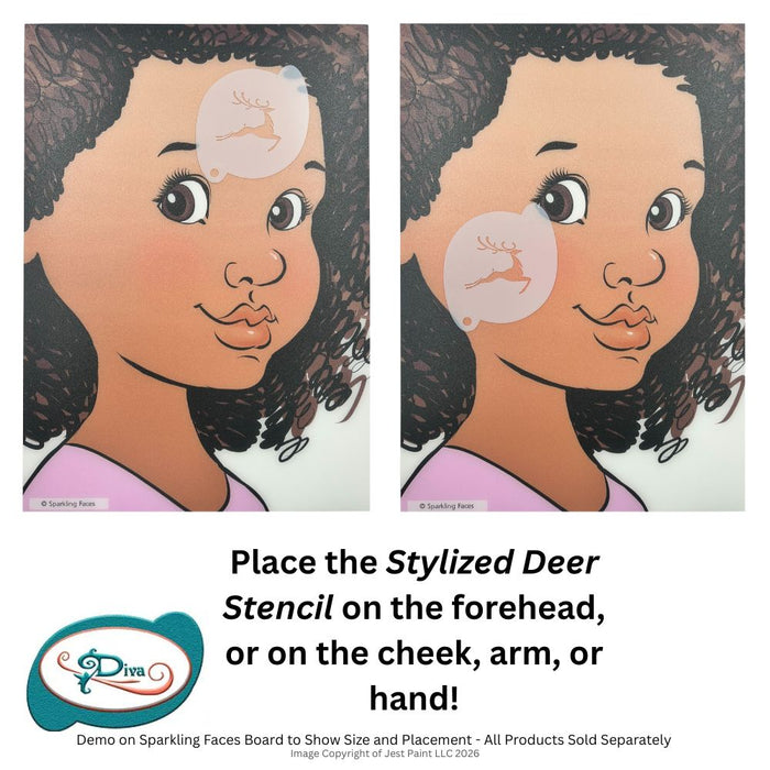 Diva Stencils | Face Painting Stencil | Stylized Deer (996)
