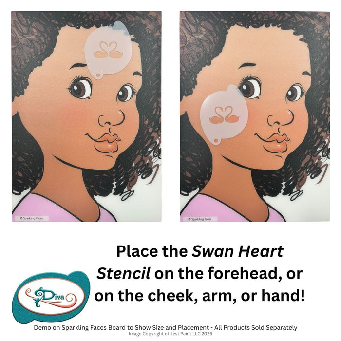 Diva Stencils | Face Painting Stencil | Swan Heart (951)