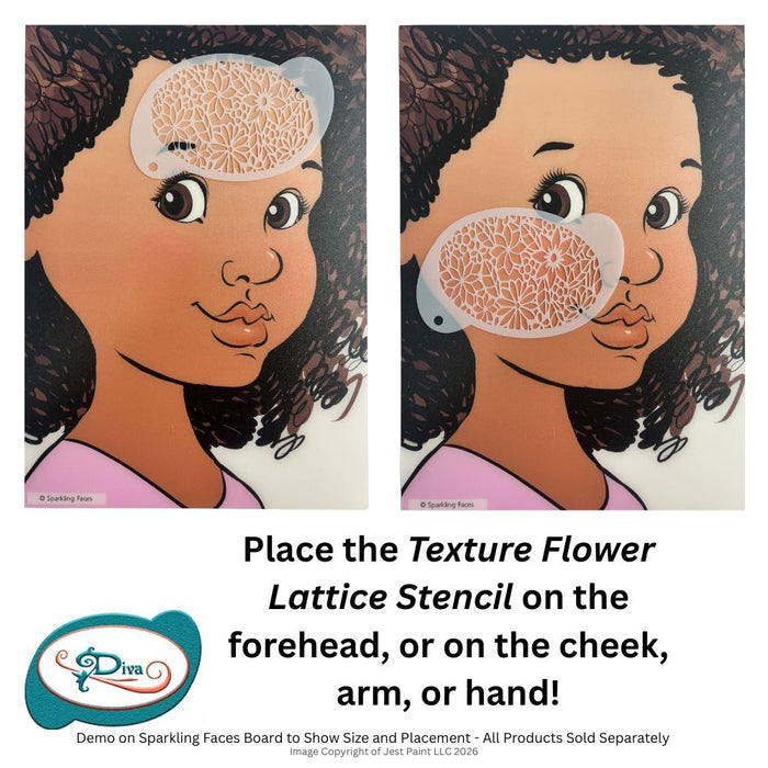 Diva Stencils | Face Painting Stencil | Texture Flower Lattice (953)