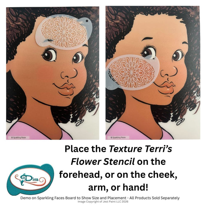 Diva Stencils | Face Painting Stencil | Texture Terri's Flower (1061)
