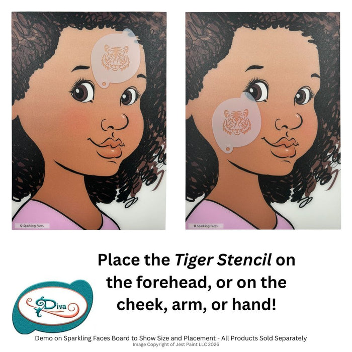 Diva Stencils | Face Painting Stencil | Tiger (798)