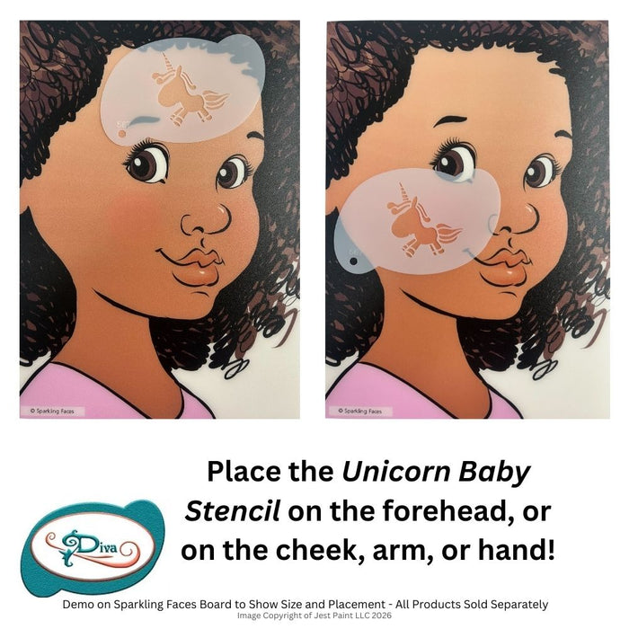Diva Stencils | Face Painting Stencil | Unicorn Baby (00567)