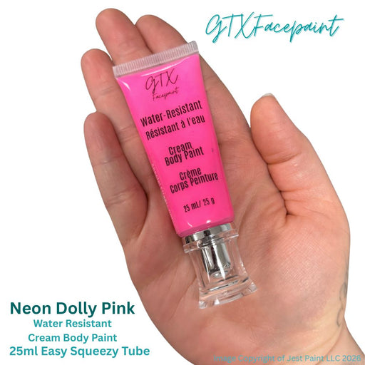 GTX Paint | Silicone Based Water Resistant Cream - Neon Dolly Pink - 25ml Easy Squeezy Tube (SFX - Non Cosmetic)