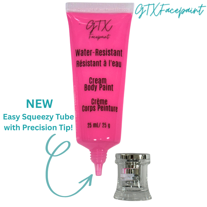 GTX Paint | Silicone Based Water Resistant Cream - Neon Dolly Pink - 25ml Easy Squeezy Tube (SFX - Non Cosmetic)