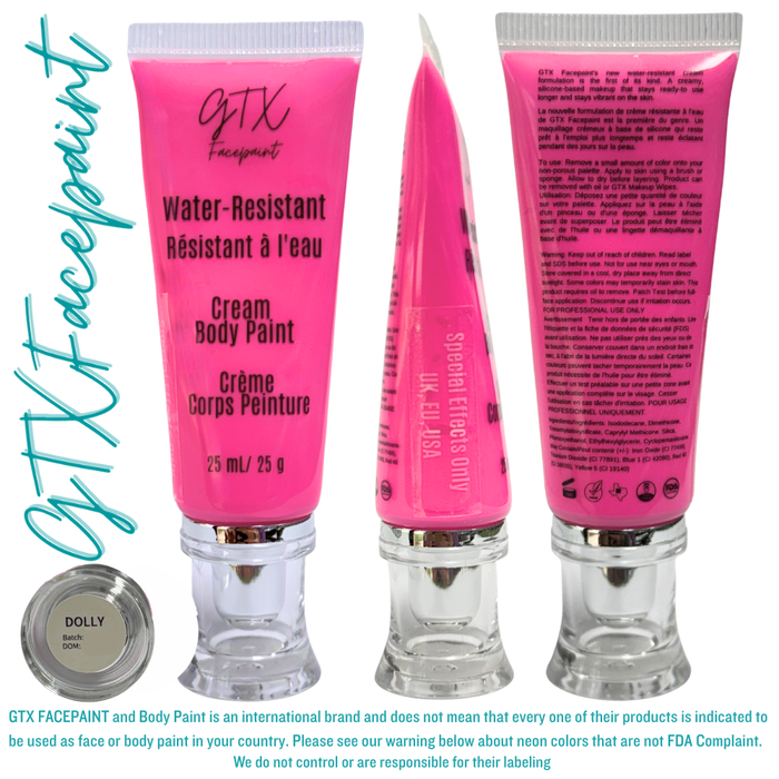 GTX Paint | Silicone Based Water Resistant Cream - Neon Dolly Pink - 25ml Easy Squeezy Tube (SFX - Non Cosmetic)