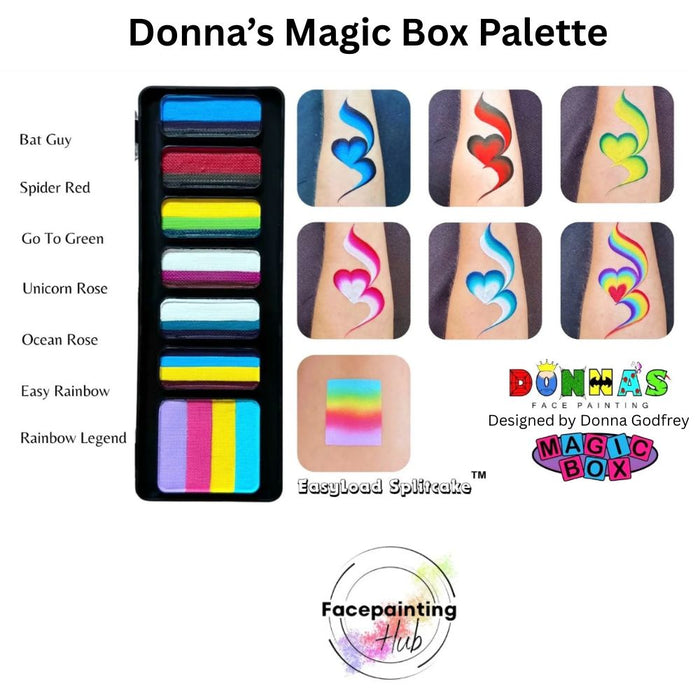Facepainting Hub | Face Painting Palette |  DONNA'S MAGIC BOX PALETTE  (6 x 14gr and 1x30gr)