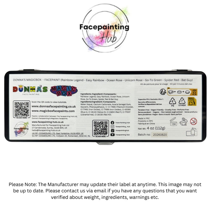 Facepainting Hub | Face Painting Palette |  DONNA'S MAGIC BOX PALETTE  (6 x 14gr and 1x30gr)
