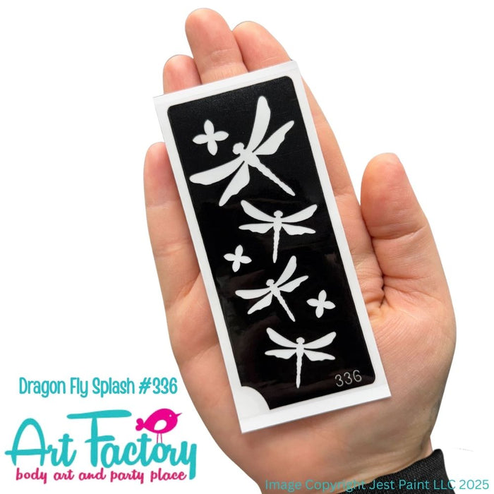 Art Factory | Glitter Tattoo Stencil - (336) Dragon Fly Splash - 5 Pack - #26