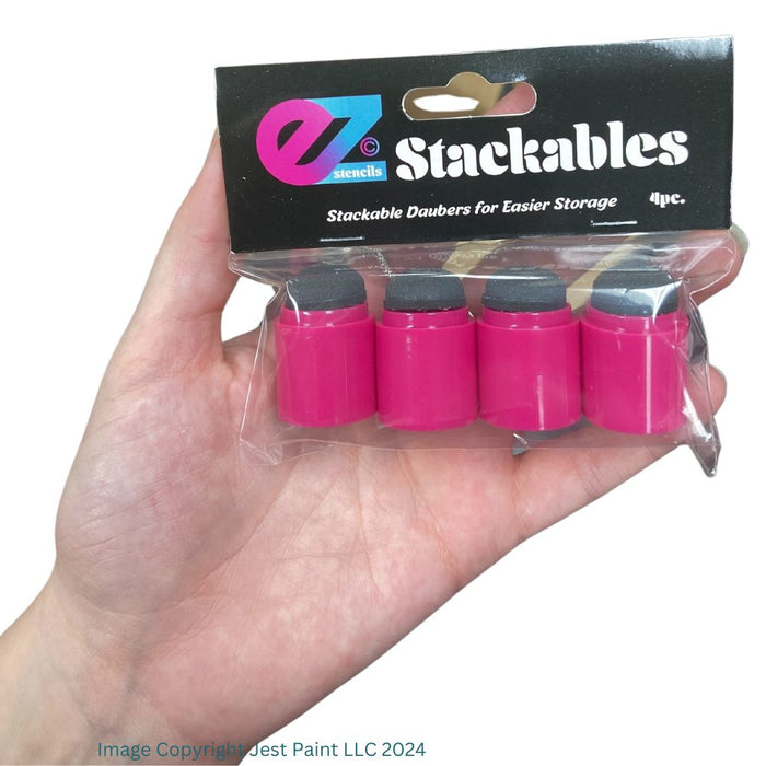 EZ Stencils |  Finger Dauber Face Painting Sponges - EZ Stackables  - 4 Units - PINK