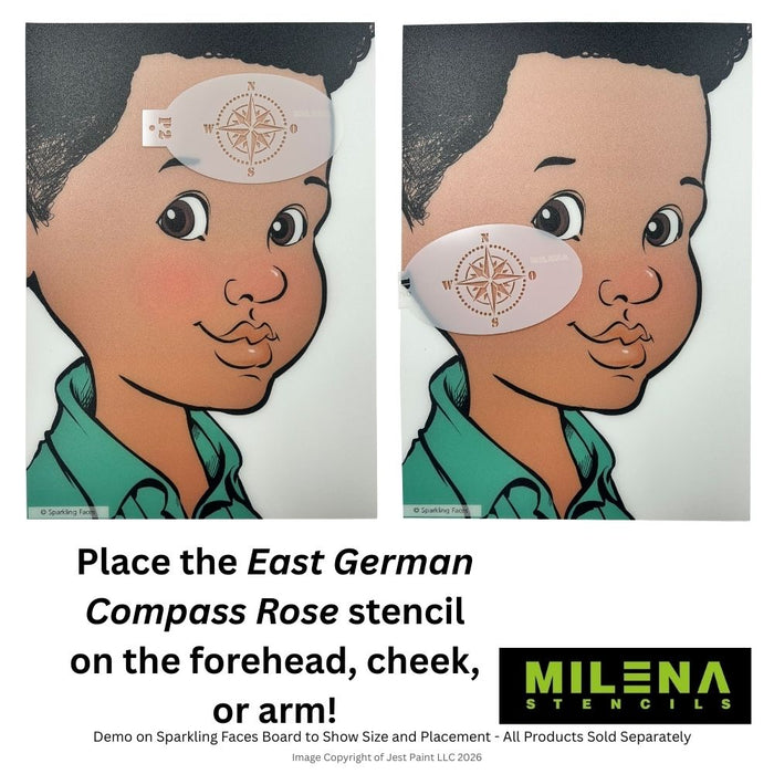 MILENA STENCILS | Face Painting Stencil -  (East German Compass Rose)  P2