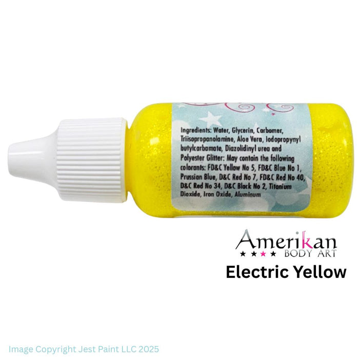 Amerikan Body Art | LIQUID BLING Face Painting Glitter Gel - Electric Yellow  1/2oz   #4