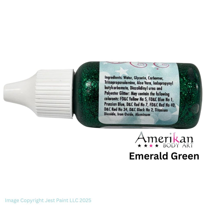 Amerikan Body Art | LIQUID BLING Face Painting Glitter Gel  - Emerald Green  1/2oz   #7