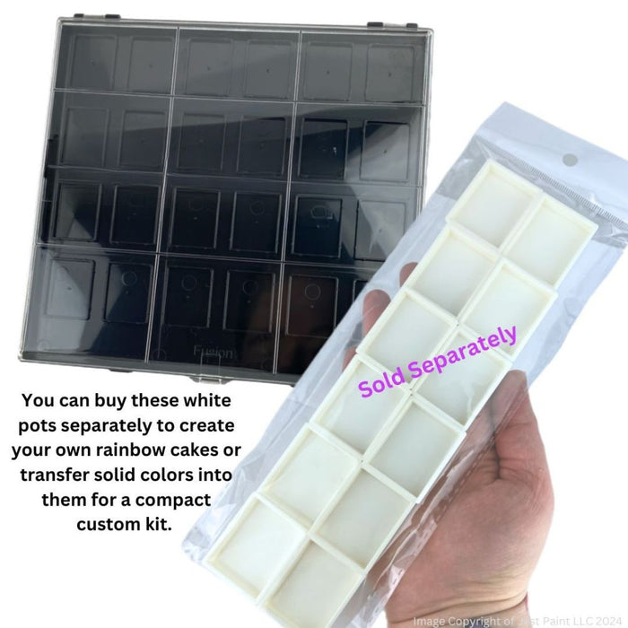 Fusion | Empty Mini Split Cake /Glitter Cream Palette - (pots not included)  Black Case - 24 SLOTS