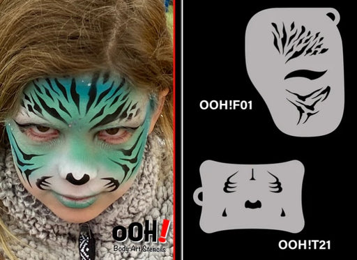 Ooh! Face Painting Stencil | Tiger Marks for Full Face (F01)