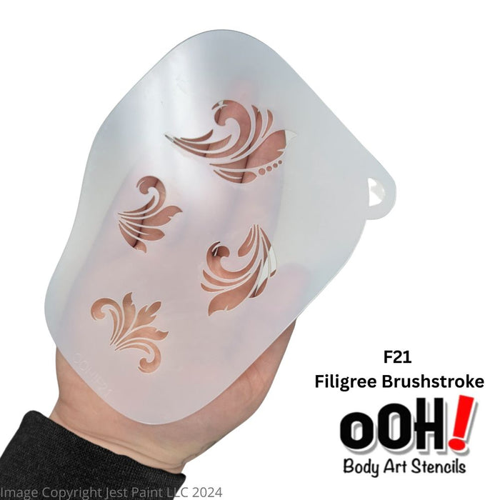 Ooh! Face Painting Stencil | Filigree Brushstrokes (F21)