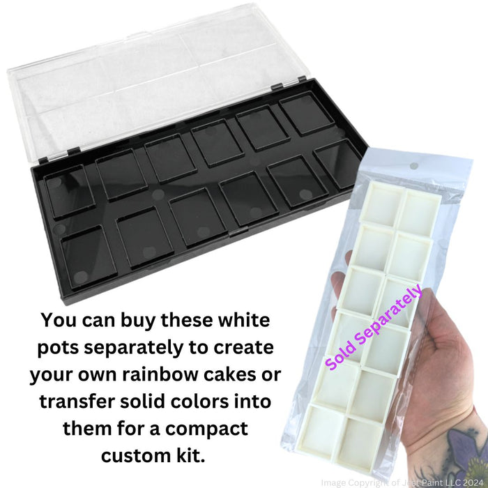 Empty Mini Split Cake / Glitter Cream Palette - (pots NOT included) Black Case - 12 SLOTS
