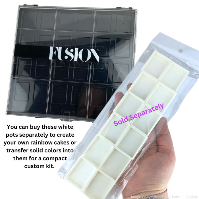 Fusion | Empty Mini Split Cake /Glitter Cream Palette - (pots not included)  Black Case - 24 SLOTS
