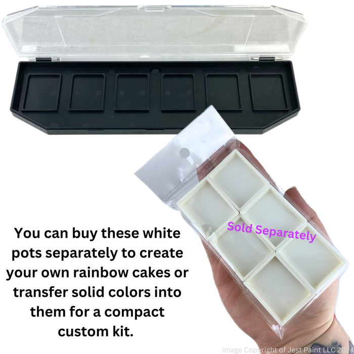 Empty Mini Split Cake / Glitter Cream Palette - (pots NOT included) Black Case - 6 SLOTS